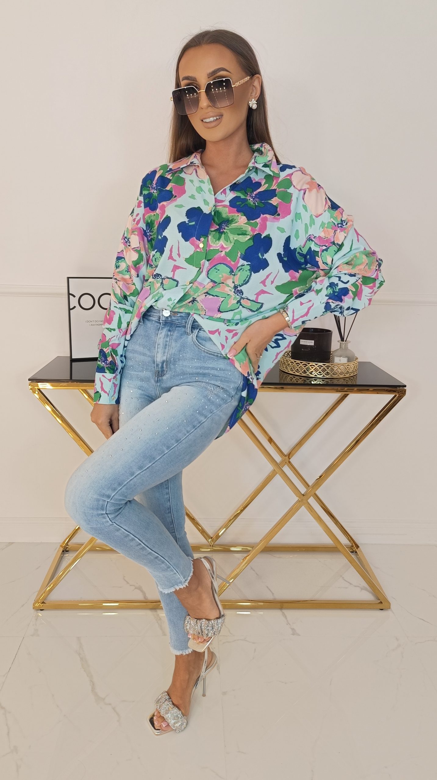 Koszula OVER SPRING wiskoza print – miętowy