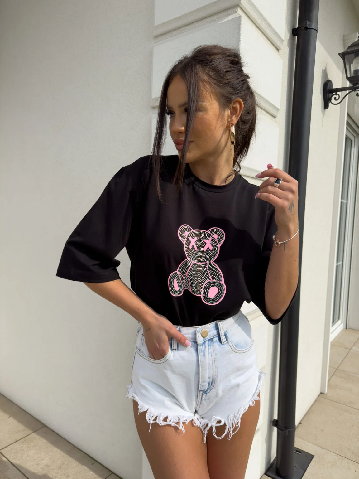 T-shirt light BEAR – czarny - obrazek 3